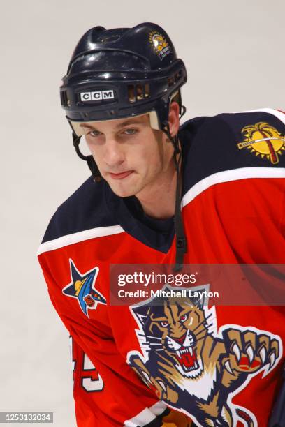 Brad Ference of the Florida Panthers warms up before a NHL hockey game against the Washington Capitals at MCI Center on January 11, 2003 in...