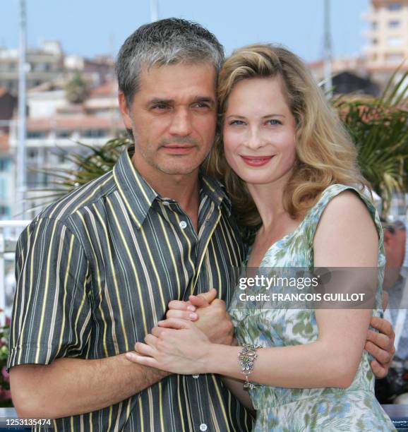 Russian actor Konstantin Lavronenko and Swedish actress Maria Bonnevie pose during a photocall for Russian director Andrei Zviaguintsev's film...