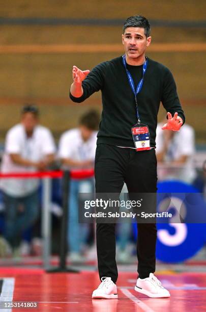 Benfica head coach Mario Silva during the UEFA Futsal Champions League Finals 2022/23 Third-place Play-off match between SL Benfica and Sporting...