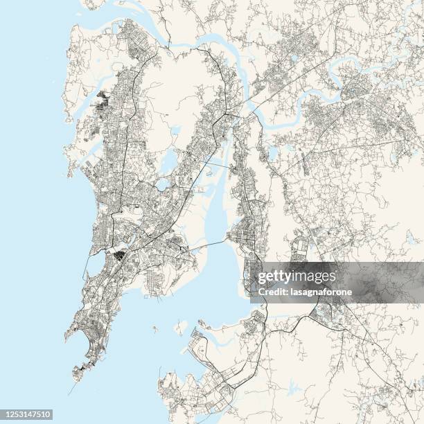 mumbai / navi mumbai, india vector map - dhobi ghat stock illustrations