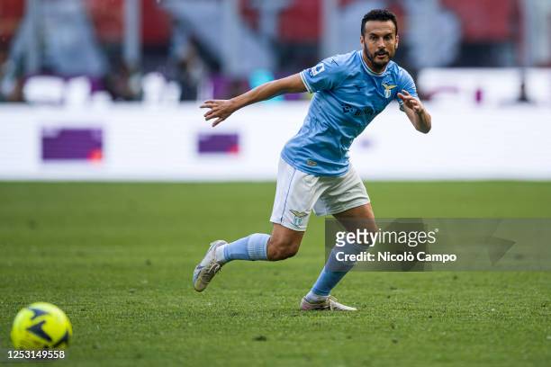 Pedro Rodriguez Ledesma of SS Lazio eyes the ball during the Serie A football match between AC Milan and SS Lazio. AC Milan won 2-0 over SS Lazio.