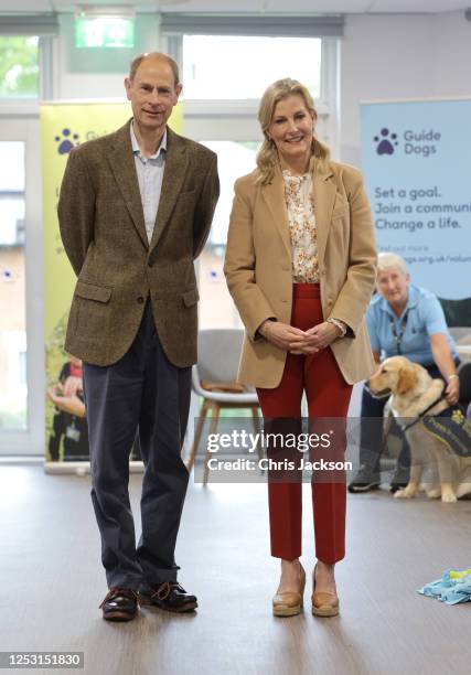 Prince Edward, Duke of Edinburgh and Sophie, Duchess of Edinburgh take part in a puppy class at the Guide Dogs for the Blind Association Training...