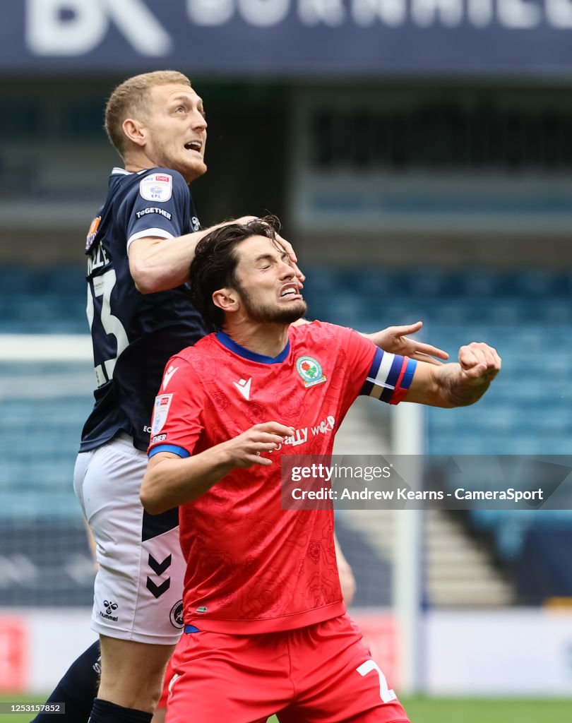 Blackburn Rovers' Lewis Travis competing with Millwall's George News  Photo - Getty Images