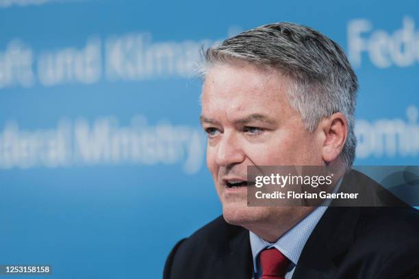 Mathias Cormann, General Secretary of the OECD , is pictured during a press conference about the OECD economic report on May 08, 2023 in Berlin,...