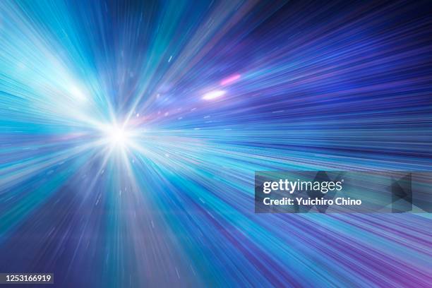 beyond the speed - exploding light in outer space stock-fotos und bilder