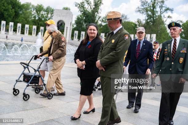 Ukrainian Ambassador to the U.S. Oksana Markarova talks with Jeff Reinbold, superintendent of National Mall and Memorial Parks, during a...