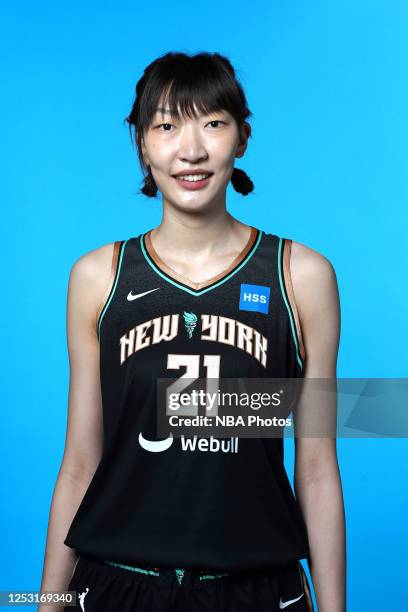 Han Xu of the New York Liberty poses for a head shot at Barclays Center on May 5, 2023 in New York, New York. NOTE TO USER: User expressly...