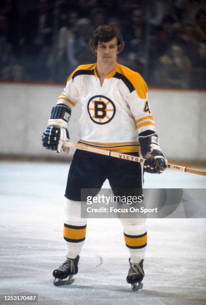 Bobby Orr of the Boston Bruins skates during an NHL Hockey game circa 1974 at the Boston Garden in Boston, Massachusetts. Orr played for the Bruins...