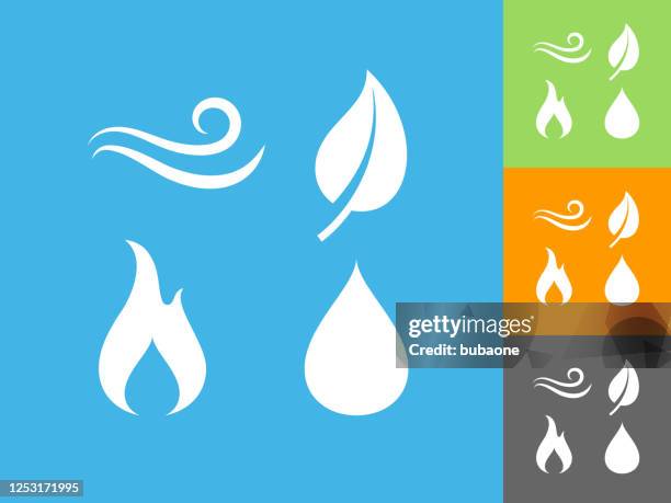 four elements of nature icon - leaf blowing stock illustrations