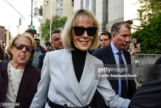 Jean Carroll leaves following her trial at Manhattan Federal Court on May 8, 2023 in New York City. Attorneys for E. Jean Carroll and Donald Trump...