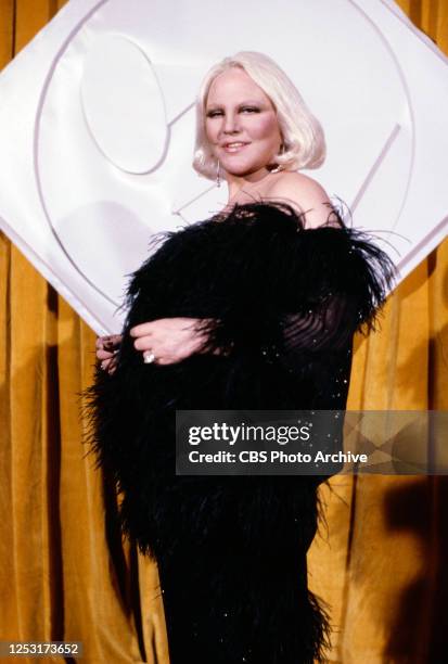 24th Annual Grammy Awards. Broadcast February 24 at the Shrine Auditorium, Los Angeles, California. Pictured is Peggy Lee, backstage.