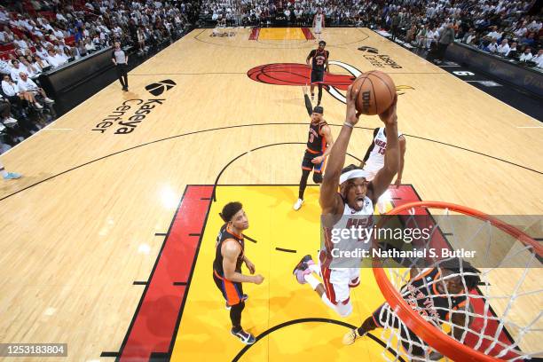 Jimmy Butler of the Miami Heat drives to the basket during Game Four of the Eastern Conference Semi-Finals of the 2023 NBA Playoffs against the New...