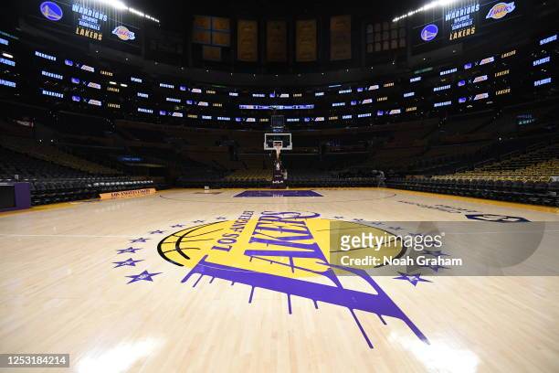 View of the court before the game between the Golden State Warriors & Los Angeles Lakers during round two game four of the 2023 NBA Playoffs on May...