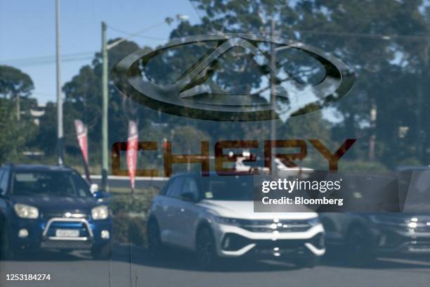 The Chery Automobile Co. Logo at a dealership in Sydney, Australia, on Thursday, May 4, 2023. Chery is the latest Chinese carmaker trying to win over...