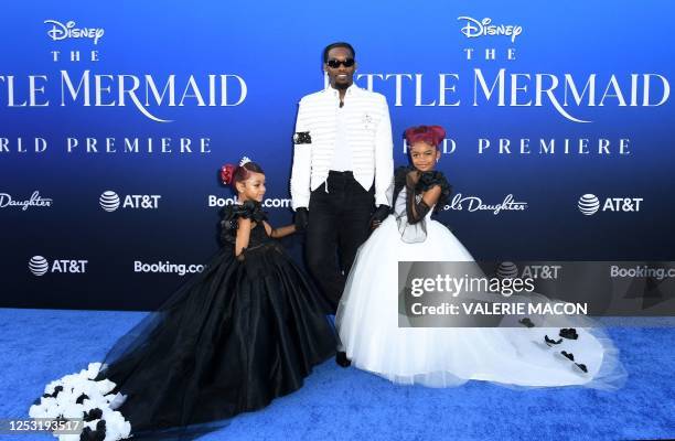 Rapper Offset and his daughters Kulture Kiari Cephus and Kalea Marie Cephus arrive for the world premiere of Disney's "The Little Mermaid" at the...