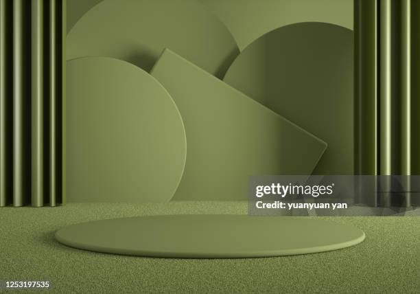 3d rendering exhibition background - green curtain stock pictures, royalty-free photos & images