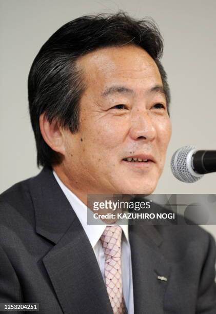 Japan's Sanyo Electric Co. President Seiichiro Sano answers questions during a press conference to announce the campany's financial results at a...