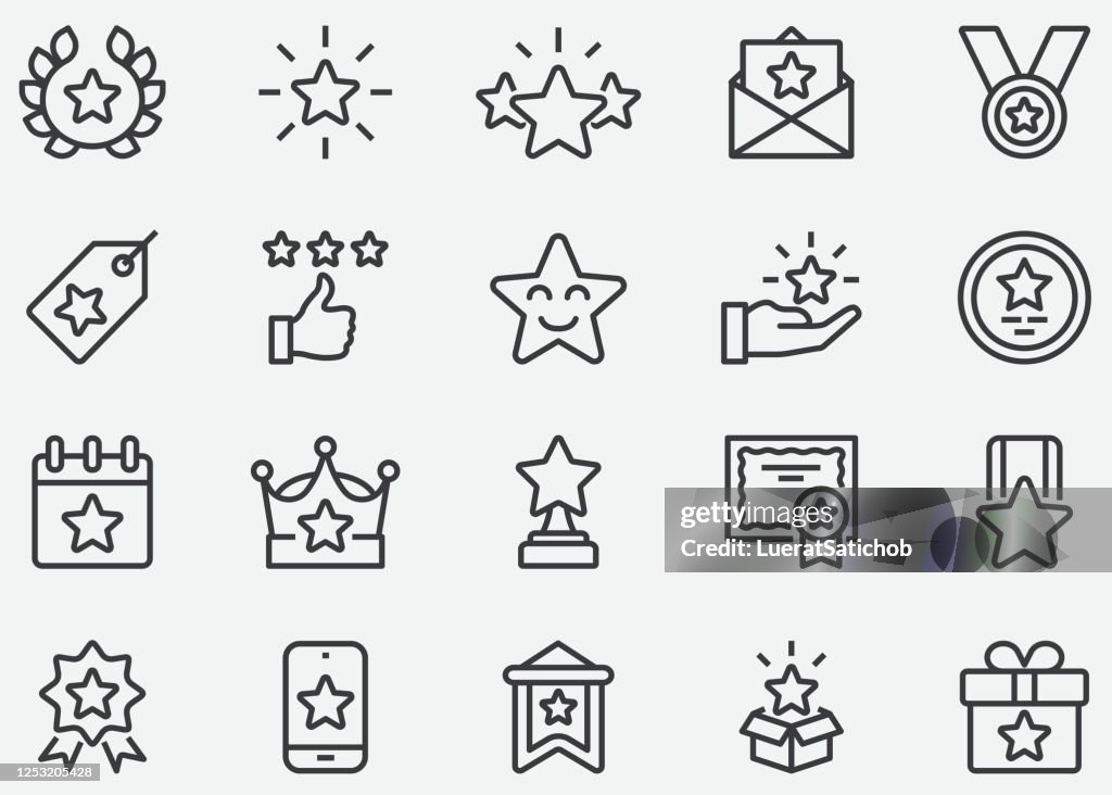 Star Award Line Icons