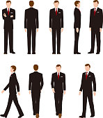 Illustration of the full body of a businessman. Variety Movements