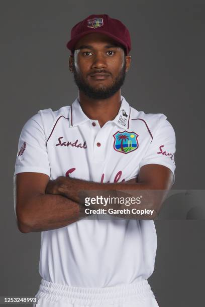 Kraigg Brathwaite of the West Indies poses for a portrait at Emirates Old Trafford on June 28, 2020 in Manchester, England.