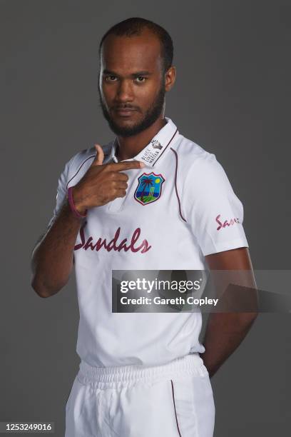 Kraigg Brathwaite of the West Indies poses for a portrait at Emirates Old Trafford on June 28, 2020 in Manchester, England.