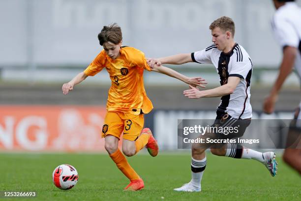 Luka Vieillevoye of Holland U15, Max Knoll of Germany U15 during the U15 Men match between Holland U15 v Germany U15 at the sportpark Marsdijk on May...