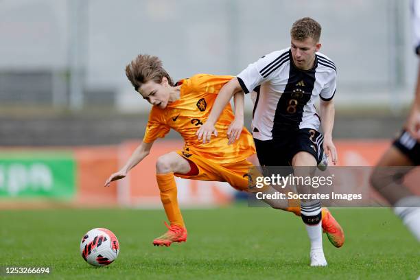 Luka Vieillevoye of Holland U15, Max Knoll of Germany U15 during the U15 Men match between Holland U15 v Germany U15 at the sportpark Marsdijk on May...