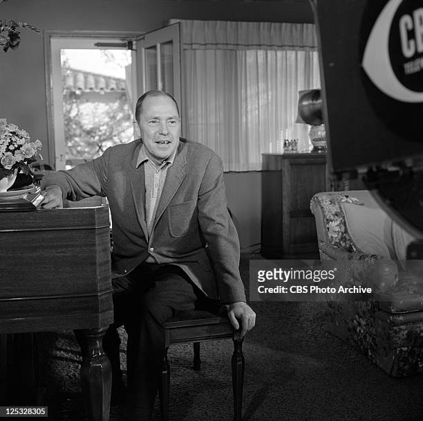 American lyricist Johnny Mercer on PERSON TO PERSON. Image dated December 7, 1960.
