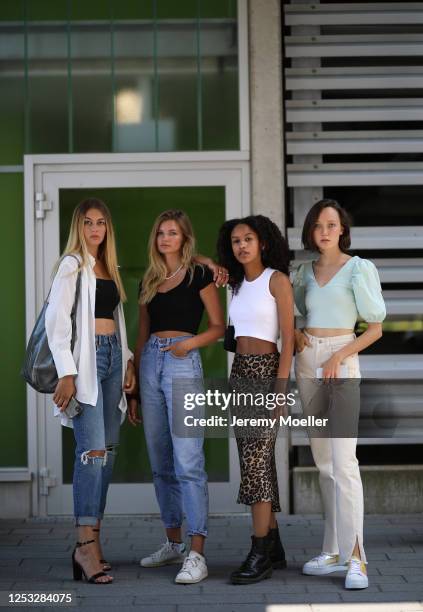 Marie Bieber, Paula Schinschel, Amanda Ratuschny, Leonie Eden on June 26, 2020 in Munich, Germany.