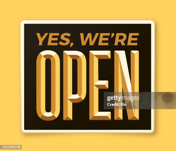 yes, we're open sign - store sign stock illustrations