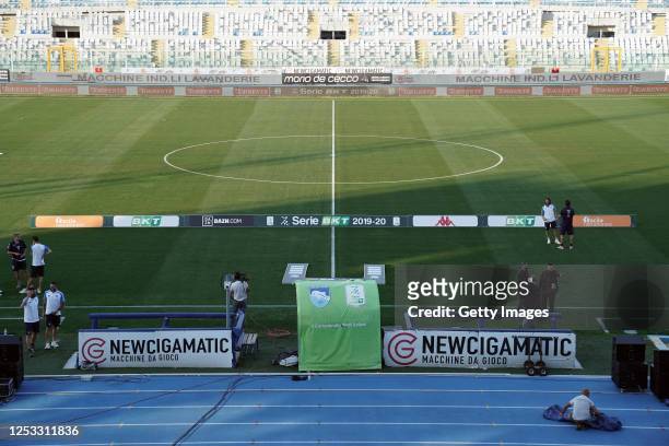 General view of Adriatico Stadium prior the serie B match between Pescara Calcio and FC Empoli at Adriatico Stadium on June 29, 2020 in Pescara,...