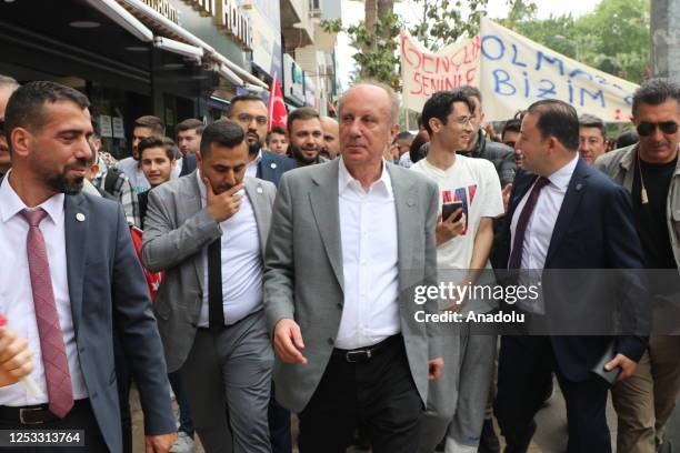 Chairman of Homeland Party and presidential candidate, Muharrem Ince meets with citizens after visiting shopkeepers ahead of the presidential and...