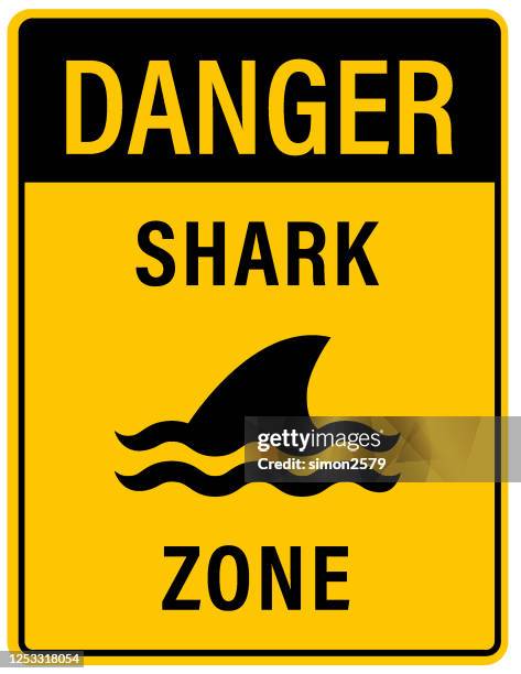 shark warning sign banner - danger shark zone - shark stock illustrations