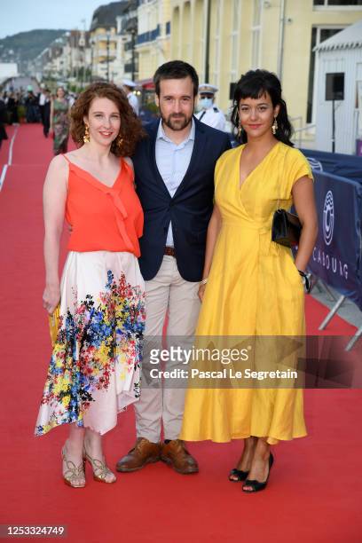 Lola Naymark, Grégoire Leprince-Ringuet and Pauline Caupenne attend the closing ceremony of the 34th Cabourg Film Festival on June 29, 2020 in...