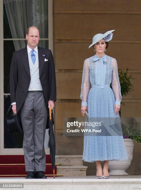 Prince William, Prince of Wales and Catherine, Princess of Wales attend King Charles III's Coronation Garden Party at Buckingham Palace on May 9,...