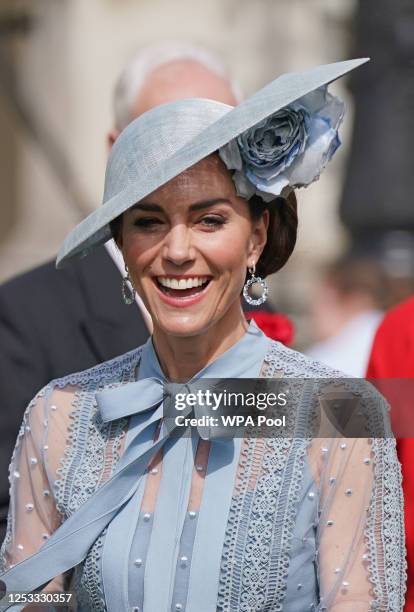 Catherine, Princess of Wales attends King Charles III's Coronation Garden Party at Buckingham Palace on May 9, 2023 in London, England.
