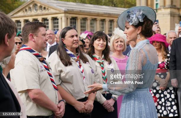 Catherine, Princess of Wales attends King Charles III's Coronation Garden Party at Buckingham Palace on May 9, 2023 in London, England.