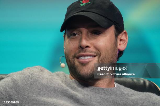 Scooter Braun, U.S. Entrepreneur, talent manager and investor, and founder of the entertainment and media company SB Projects, sits on stage at the...