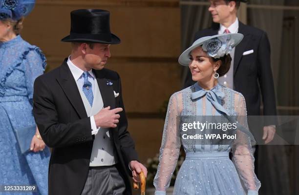 Prince William, Prince of Wales and Catherine, Princess of Wales during King Charles III's Coronation Garden Party at Buckingham Palace on May 9,...