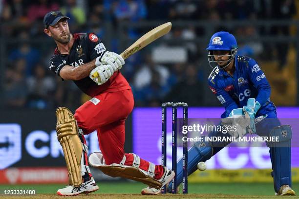 Royal Challengers Bangalore's Glenn Maxwell plays a shot during the Indian Premier League Twenty20 cricket match between Mumbai Indians and Royal...