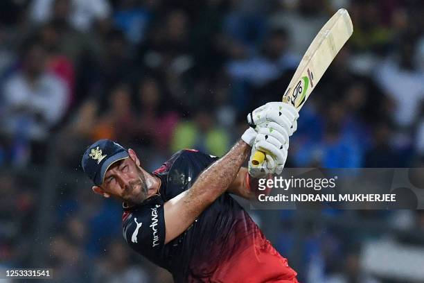 Royal Challengers Bangalore's Glenn Maxwell plays a shot during the Indian Premier League Twenty20 cricket match between Mumbai Indians and Royal...