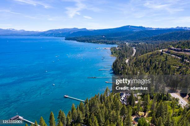 aerial image of lake tahoe in california - tahoe spring stock pictures, royalty-free photos & images