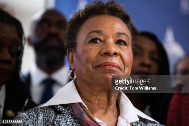 Rep. Barbara Lee, D-Calif., attends the Congressional Black Caucus's National Summit on Democracy & Race near Capitol Hill on Tuesday, May 9, 2023.