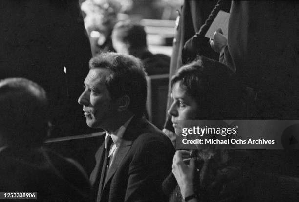 Married singers Andy Williams and Claudine Longet attend the funeral of assassinated US Senator Robert F Kennedy at Saint Patrick's Cathedral in New...