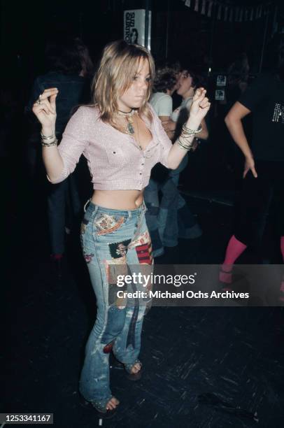 Dancer at Rodney Bingenheimer's English Disco in Los Angeles, USA, circa 1974.