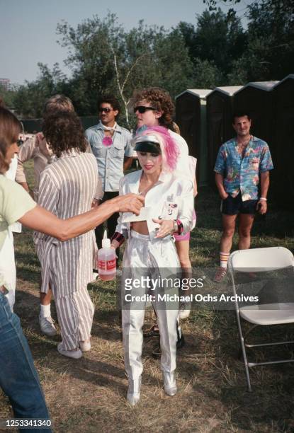 Singer Dale Bozzio of American rock band Missing Persons at the US Festival in South California, June 1983.