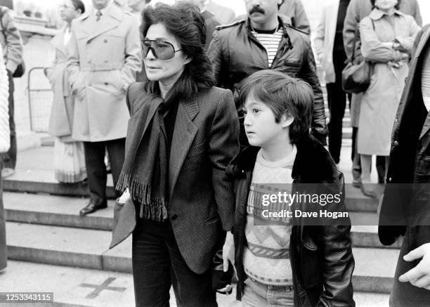 Yoko Ono and Sean Lennon at Buckingham Palace, London, 1983