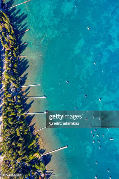 aerial image of lake tahoe in california - tahoe spring stock pictures, royalty-free photos & images
