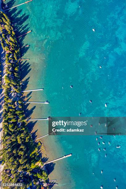 aerial image of lake tahoe in california - lake tahoe stock pictures, royalty-free photos & images