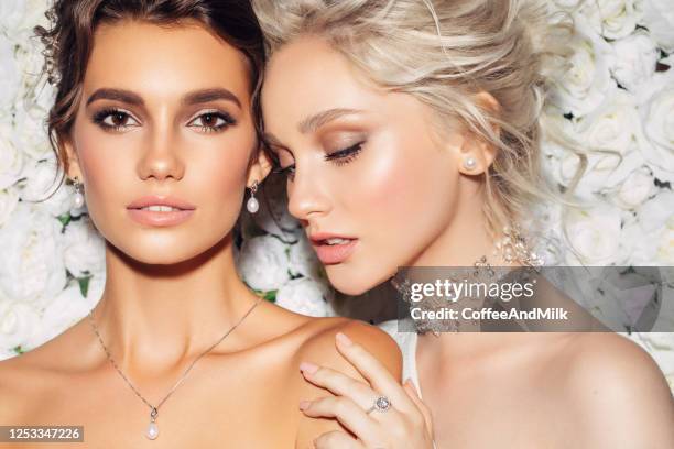 photo of two beautiful girls - beautiful wedding rings for women stock pictures, royalty-free photos & images